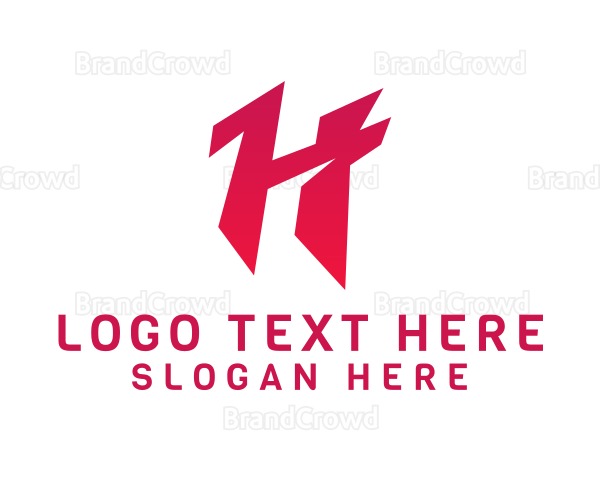 Pink Edgy Letter H Logo