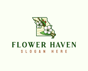 Missouri Hawthorn Blossom logo design