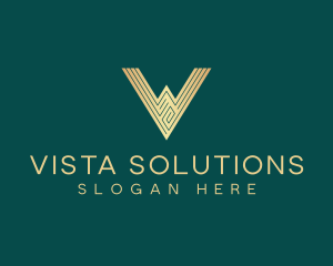 Golden Agency Letter V logo design