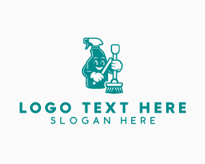 Clean - Spray Bottle Mop logo design