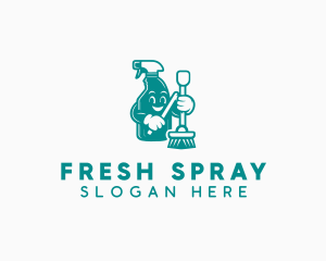 Spray Bottle Mop logo design