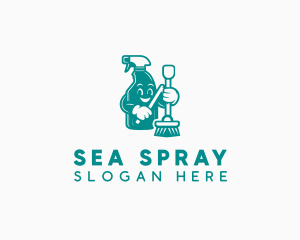 Spray Bottle Mop logo design