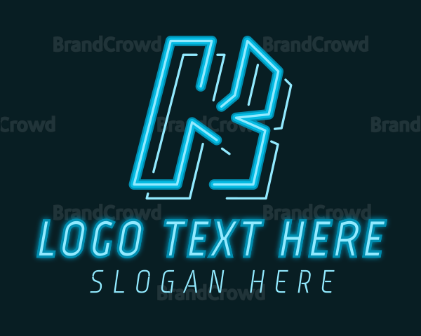 Neon Retro Gaming Letter K Logo Brandcrowd Logo Maker