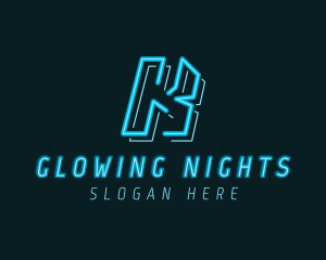 Neon Lights - Neon Retro Gaming Letter K logo design