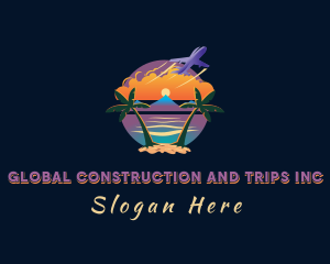 Trip - Tropical Airplane Travel logo design