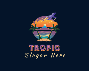 Tropical Airplane Travel logo design