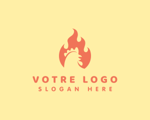 Frying - Fire Chicken Cooking logo design