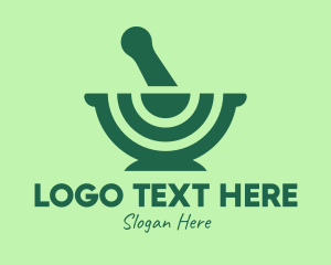 Recipe - Green Mortar & Pestle logo design