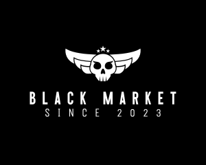 Criminal - Winged Skull Pilot Bandit logo design