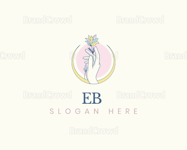 Hand Flowers Crescent Logo