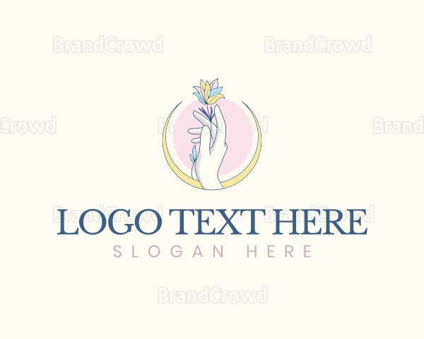 Hand Flowers Crescent Logo