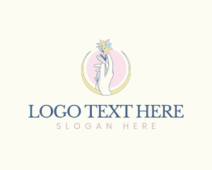 Hand - Hand Flowers Crescent logo design