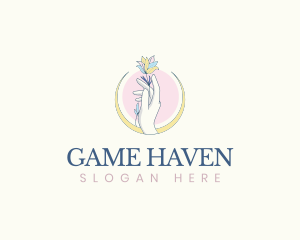 Hand Flowers Crescent Logo