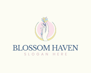 Flowers - Hand Flowers Crescent logo design