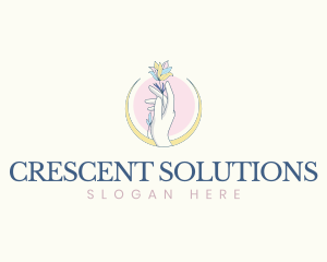 Hand Flowers Crescent logo design