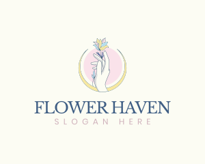 Hand Flowers Crescent logo design