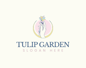 Tulips - Hand Flowers Crescent logo design