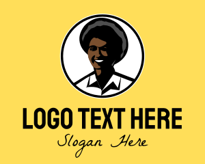 Working - Happy Afro Woman logo design
