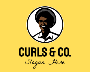 Curls - Happy Afro Woman logo design