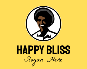 Happy Afro Woman logo design