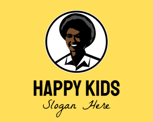 Happy Afro Woman logo design