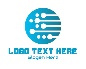Digital - Blue Circuit Tech Globe logo design