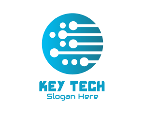 Blue Circuit Tech Globe logo design