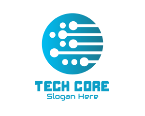 Blue Circuit Tech Globe logo design