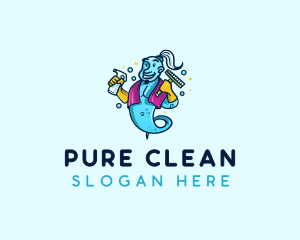 Cleaning Genie Housekeeper logo design