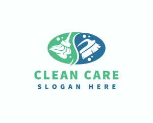 Disinfection Cleaning Mop logo design