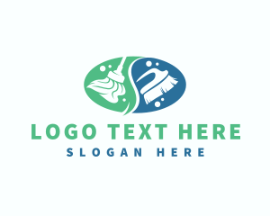 Cleaning - Disinfection Cleaning Mop logo design