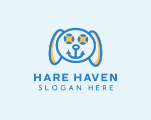 Hare - Nautical Anchor Dog logo design