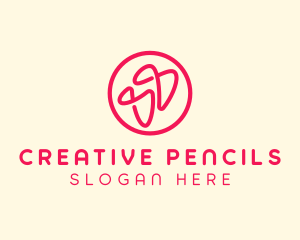 Circle Pink Scribbles logo design