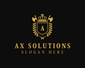 Ax - Royal Crown Ax Shield logo design