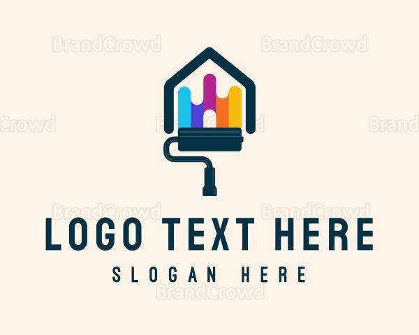 Colorful House Paint Roller Logo