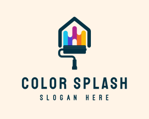 Colorful House Paint Roller logo design