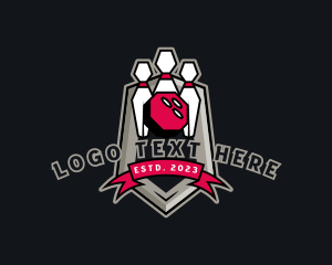 League - Bowling Pin Banner logo design