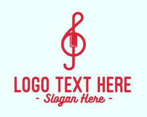 Line - Red Treble Clef logo design