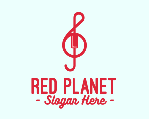 Red Treble Clef logo design