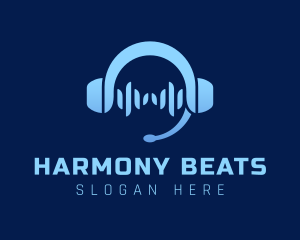 Soundtrack - Blue Music Headphone logo design