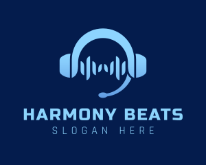 Blue Music Headphone logo design