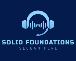 Audio Transcriber - Blue Music Headphone logo design