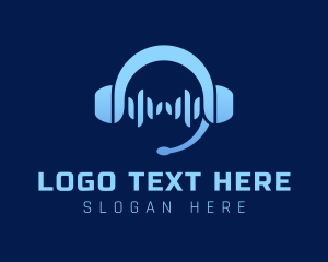 Streaming - Blue Music Headphone logo design