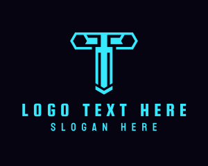 Text - Generic Cyber Tech Letter T logo design