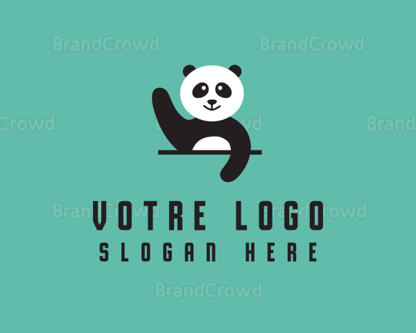 Waving Panda Animal Logo