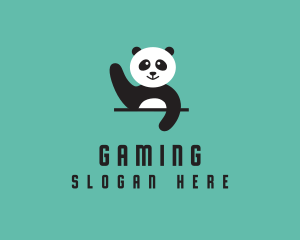 Waving Panda Animal Logo