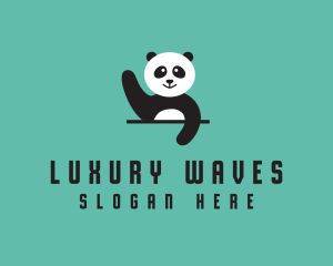 Waving Panda Animal logo design