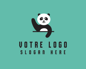 Bear - Waving Panda Animal logo design