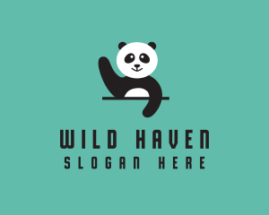 Waving Panda Animal logo design