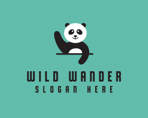 Waving Panda Animal logo design